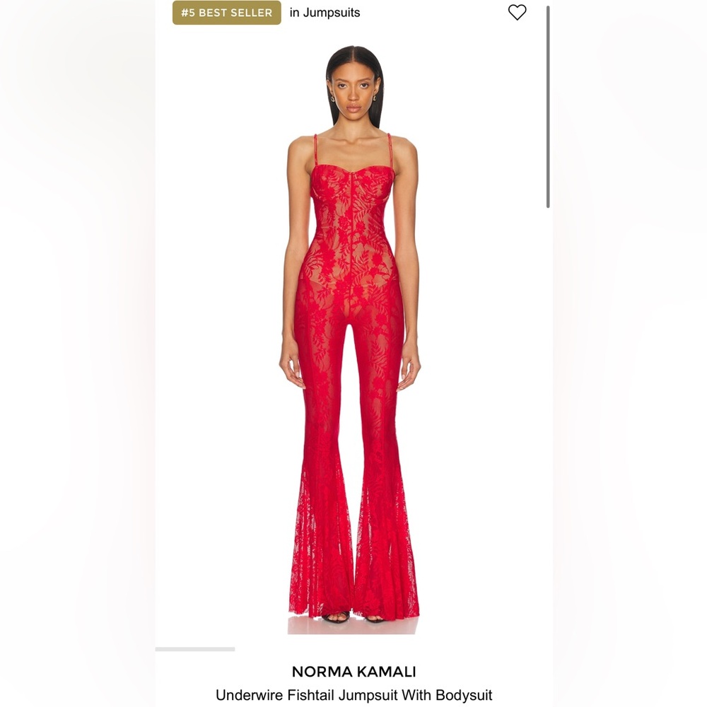 Norma Kamali Red Lace Jumpsuit